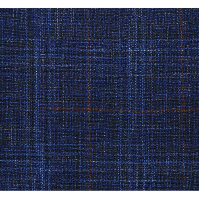 "Blue Windowpane Plaid Wool & Linen Sport Coat - Men's Classic Fit Two Button Blazer"