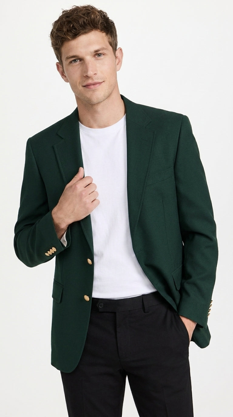 Men’s Hunter Green Blazer with Black Pants –, Church, Business and Formal Outfit dark green color - 36 Short
