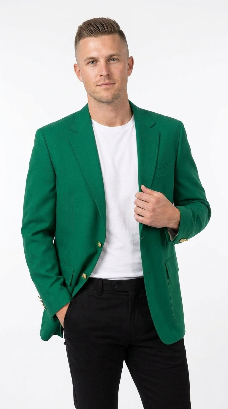 Men’s Kelly Green Blazer with Black Pants – Church, Business and Formal - 36 Short