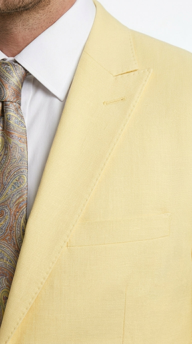 Men’s Pale Yellow 2 Piece Suit, Formal Dress Suit for Weddings, Prom, Parties, Summer Events, and Special Occasions By Vitali - 34 Short or Extra Small