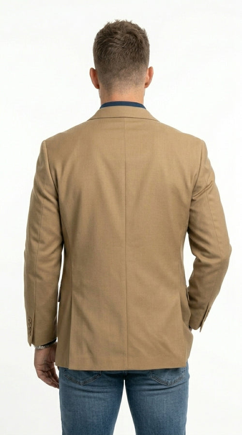 Mens Khaki Camel Bronze Taupe Blazer, Classic Business Casual Wedding Sport Coat Jacket in Tan Color