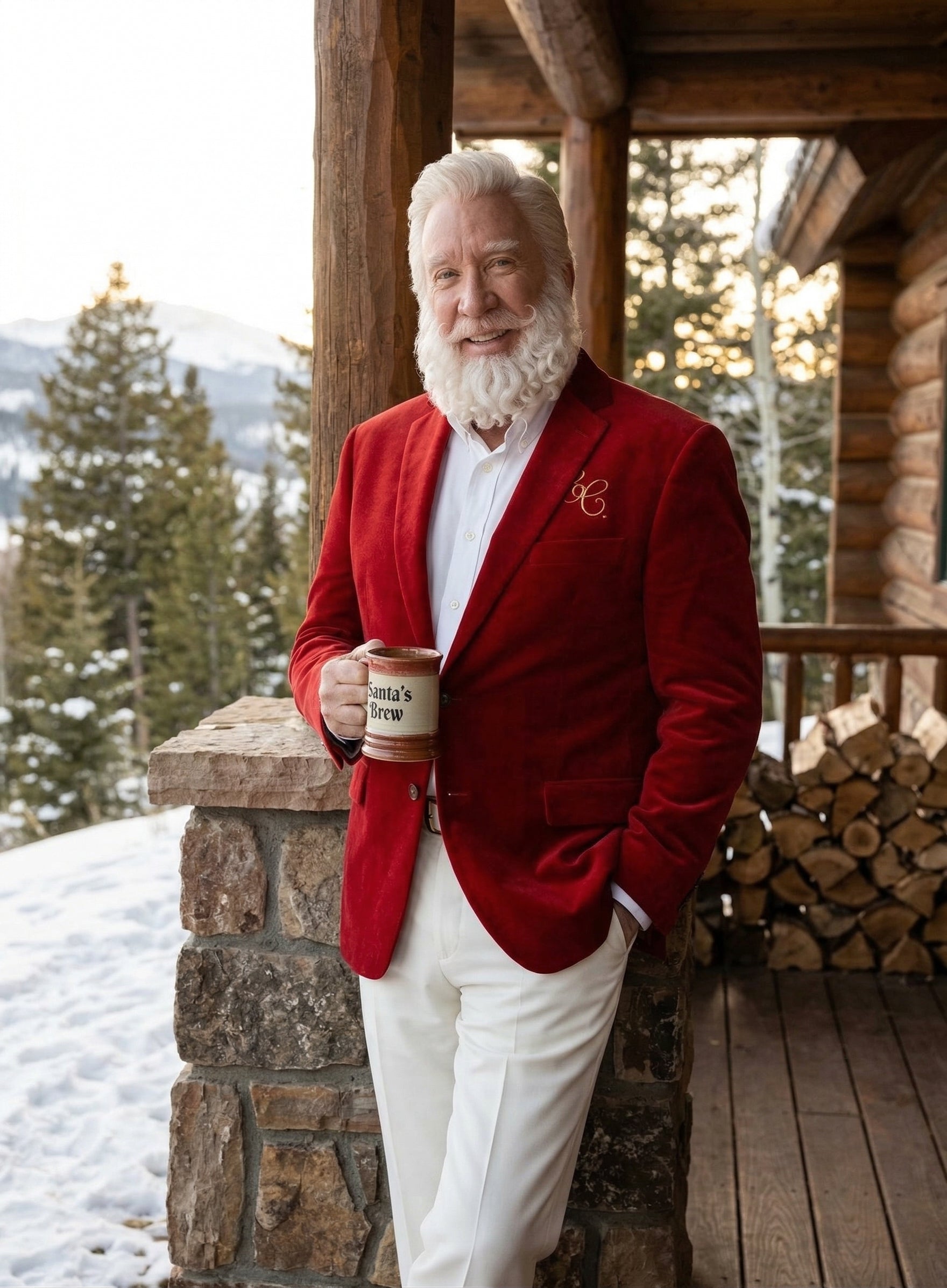 Men’s Red Velvet Blazer Santa Clauses Tim Allen Inspired Jacket – Festive Christmas Party Blazer, Holiday Costume Jacket Christmas New Year - 36 Short