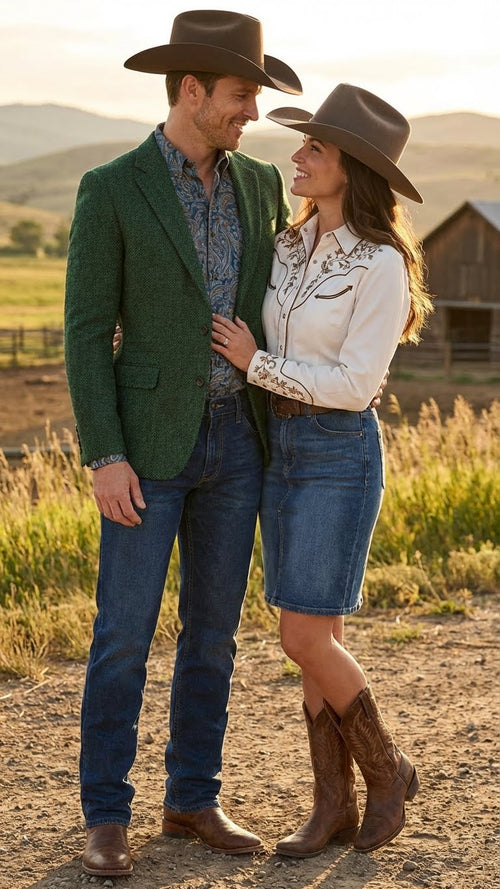 Mens Green Western Blazer Jacket Classic Cowboy Style Sport Coat for Wedding, Party and Formal Events