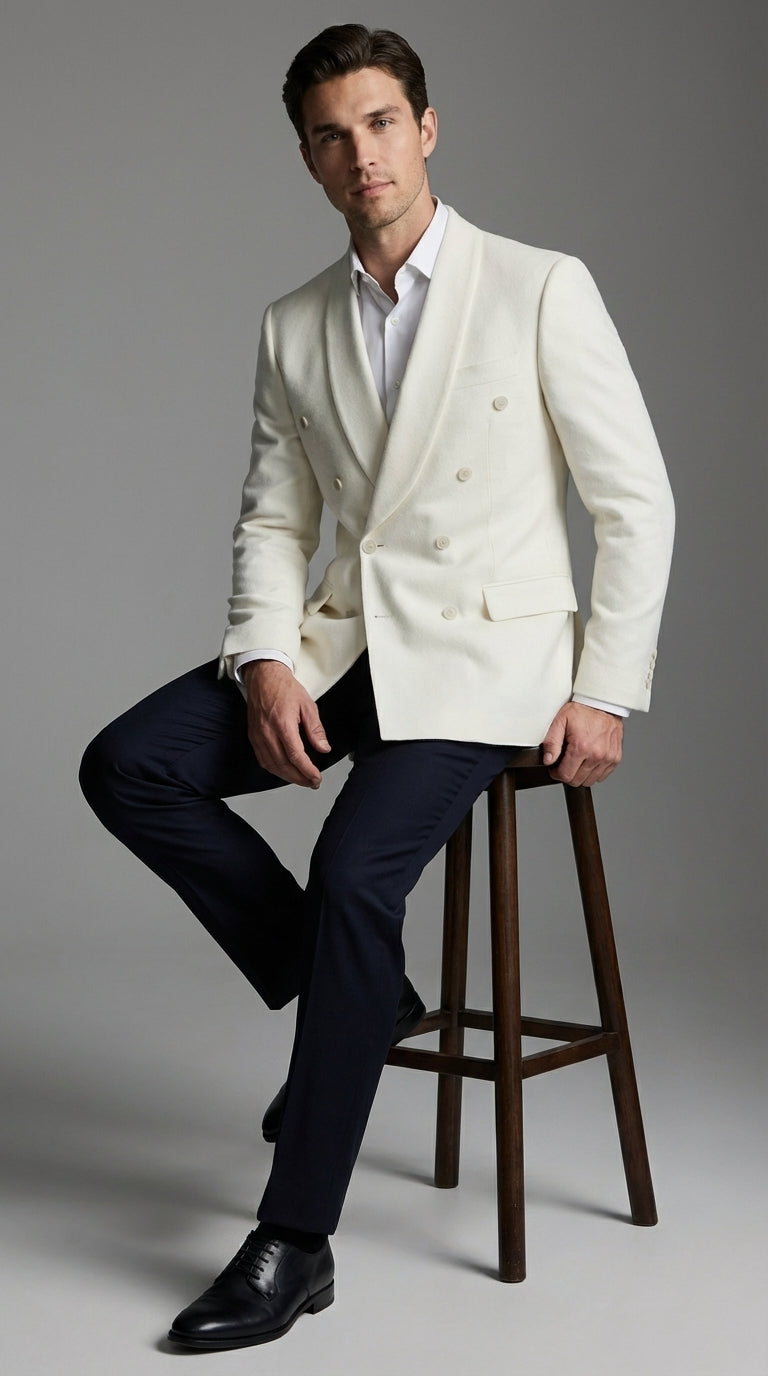 Mens Ivory Dinner Jacket Blazer – Elegant Ivory Cream Off White Formal Blazer Wedding Tuxedo Jacket Evening Wear - 36 Short