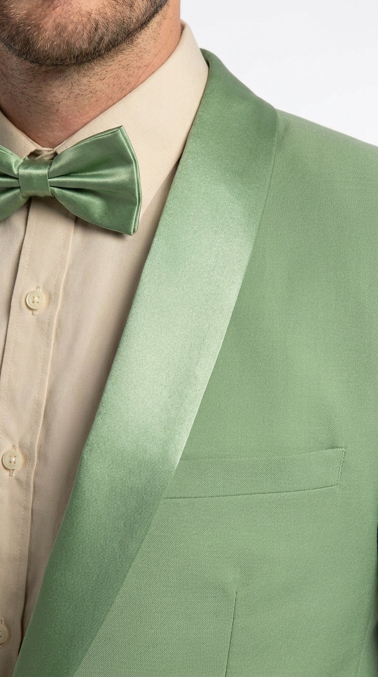 Mens Sage Green Wedding Tuxedo, Shawl Lapel Formal Groom Prom Tuxedo Suit - 34 Short or Extra Small