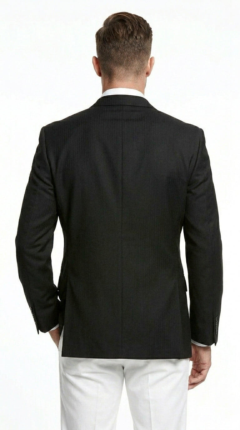 Men’s Black Three Button Blazer – Classic Formal Suit Jacket for Business, Office, Sport Coat - 36 Short