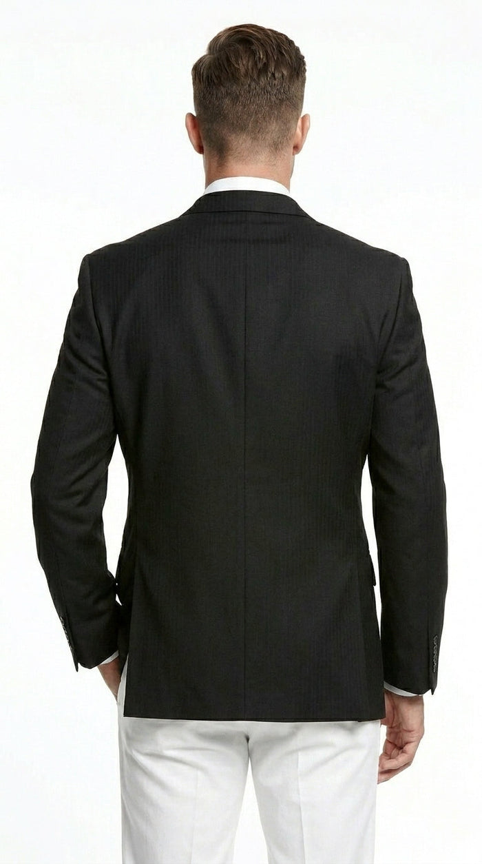 Men’s Black Three Button Blazer – Classic Formal Suit Jacket for Business, Office, Sport Coat