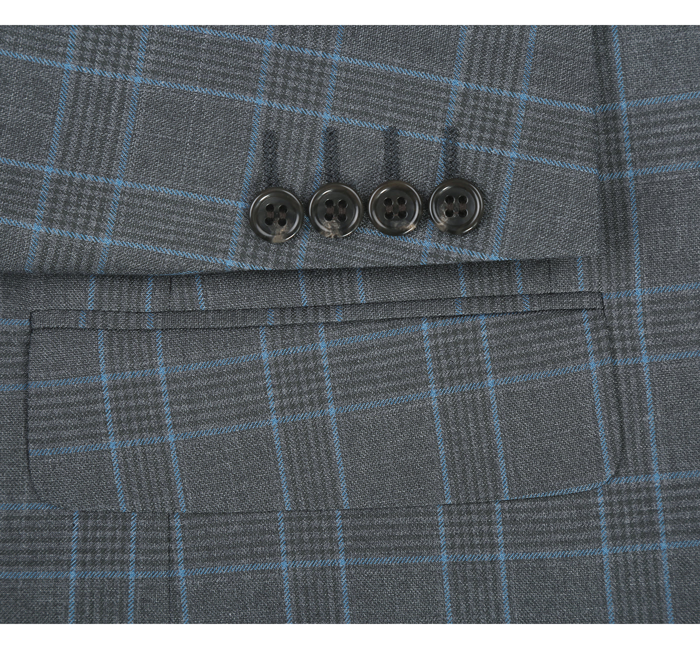 293-5 Men's Two Piece Classic Fit Windowpane Check Dress Suit - 36Sx30W