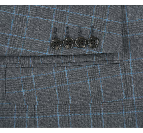 293-5 Men's Two Piece Classic Fit Windowpane Check Dress Suit