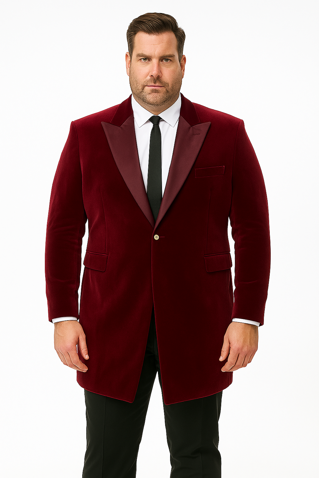 Men’s Burgundy Tuxedo in  Velvet  Long Blazer – Victorian Cutaway Tuxedo Suit 1920s Gangster Style Long Jacket with Black Pants - S