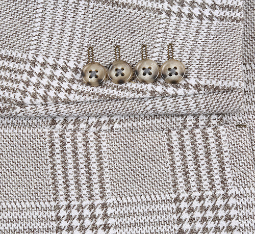 Half Canvas Slim Fit Blazer in Plaid Gray - 38R