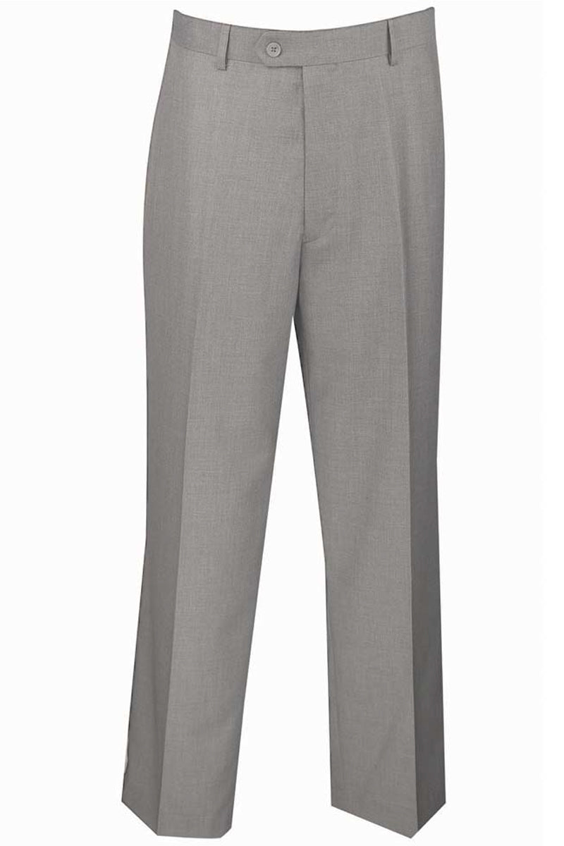 "Men's Wool Feel Regular Fit Dress Pants - Light Grey, Flat Front" - 36Wx30L