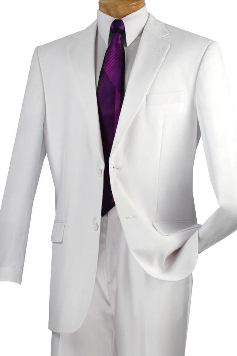 Mens Basic 2 Button Modern Fit Suit in White - 36 Short