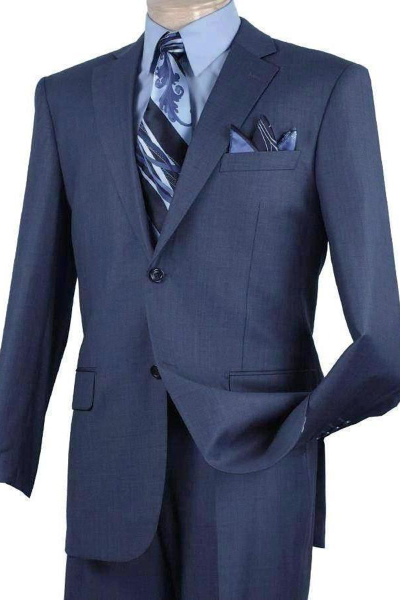 Mens 2 Button Modern Fit Texured Weave Suit in Blue - 36 Short