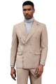Men's Designer Stacy Adams Classic Double Breasted Suit in Tan