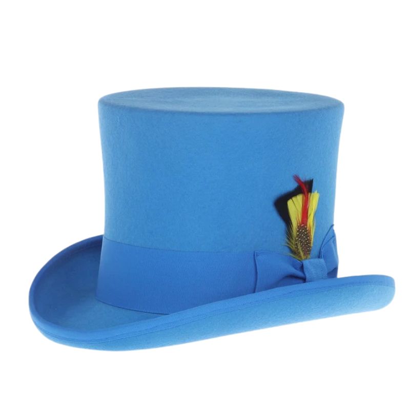 Victorian Steampunk Top Hat - 1800 19th Century - Dressy Loden Felt Top Royal Blue Hat - S