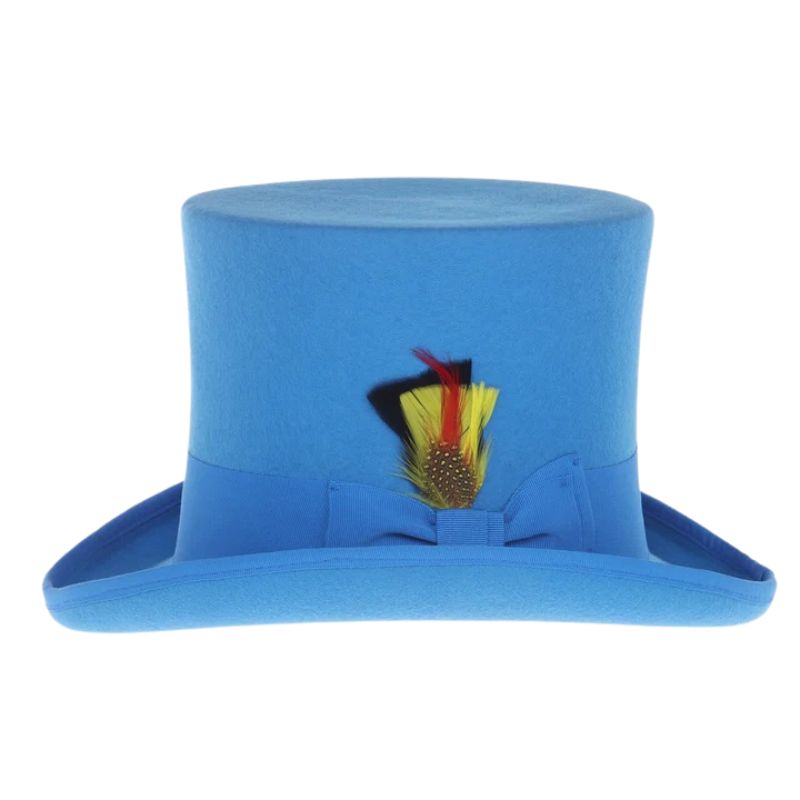 Victorian Steampunk Top Hat - 1800 19th Century - Dressy Loden Felt Top Royal Blue Hat