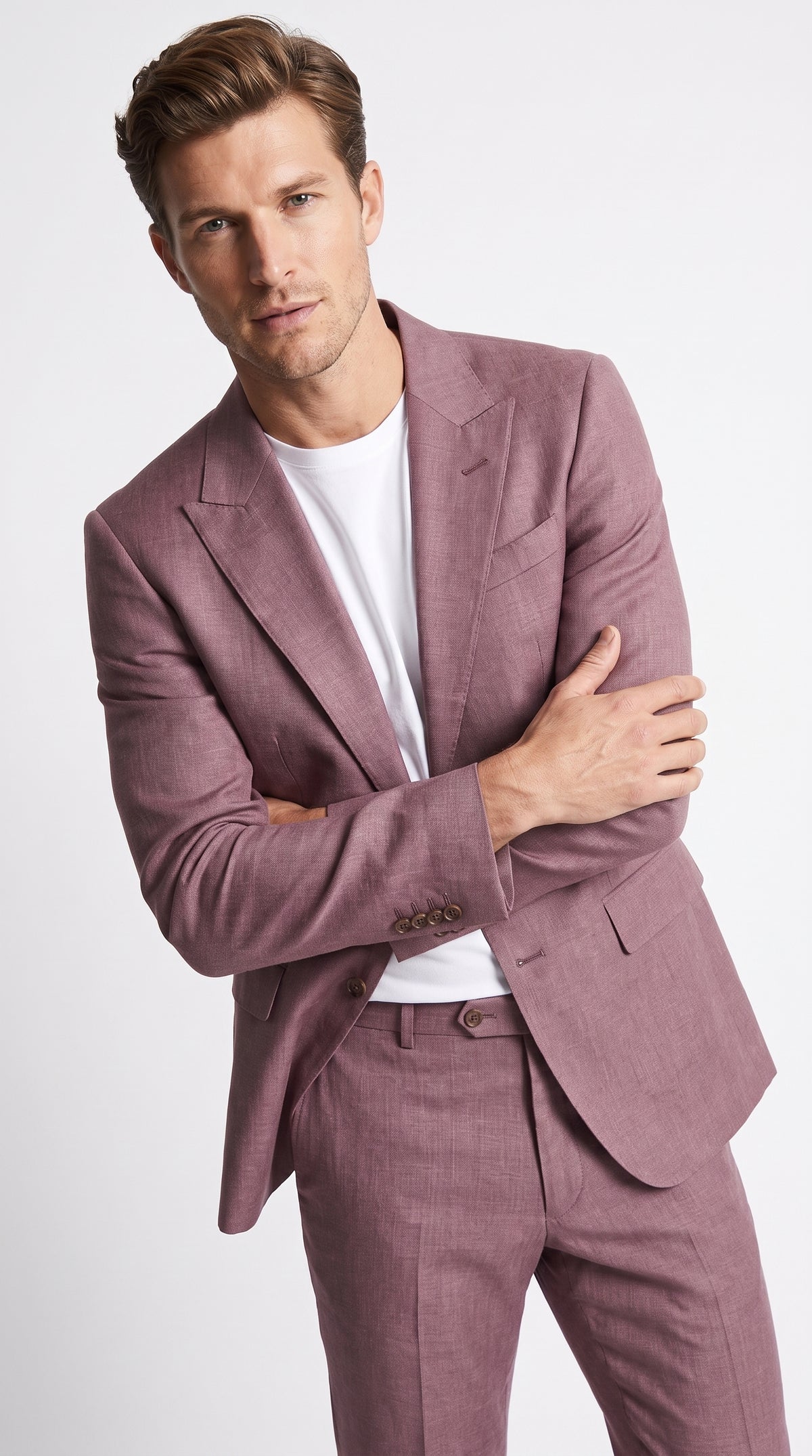 Men’s Mauve 2-Piece Suit – Classic Two-Button Wedding, Prom and Business Suit
