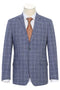 "Light Blue Slim Fit Men's Suit - Two Button, Summer Plaid Windowpane"