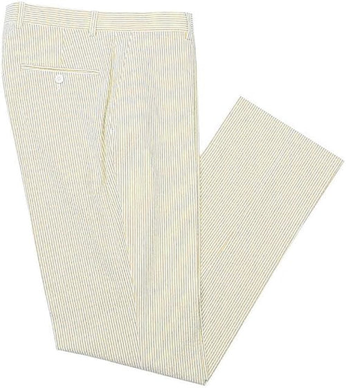 Mens Seersucker Pants - Summer Casual Pinstripe Modern Fit in Color Yellow