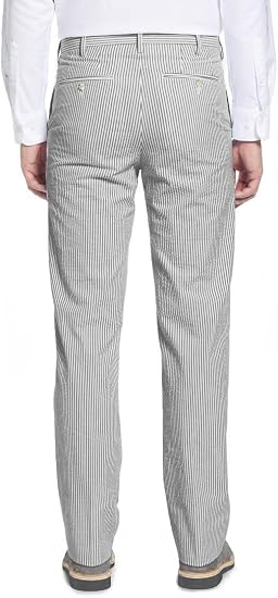 Mens Seersucker Pants - Summer Casual Pinstripe Modern Fit in Color Gray - dress size pants : 28 Unfinished bottom