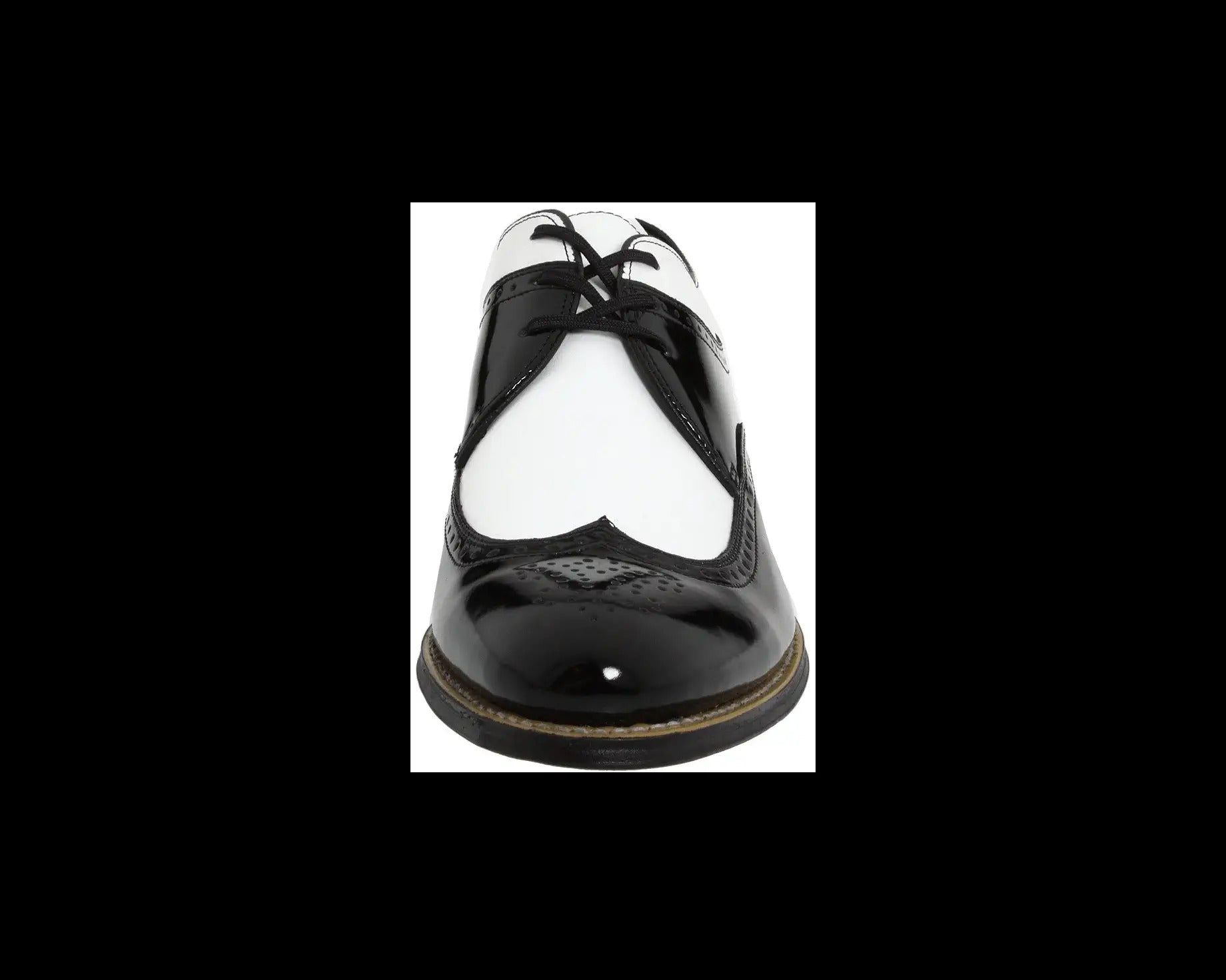 Mens 1920s Gangster Wingtip Dress Shoes - Black and White - 6