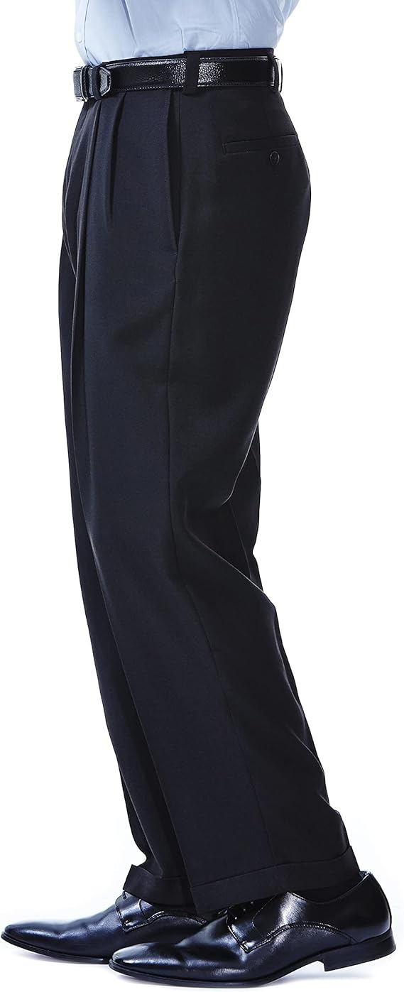 Mens E-Clo Repreve Classic Fit Pleat Front Dress Pant with Hidden Expandable Waistband - dress size pants : 28 Unfinished bottom