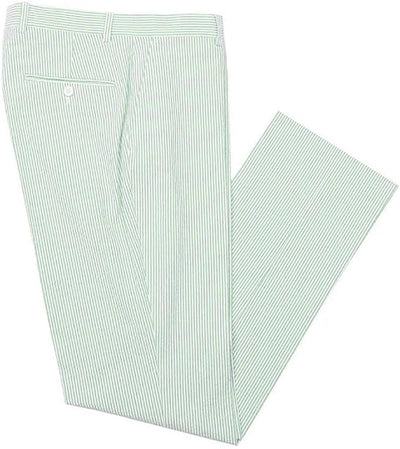 Mens Seersucker Pants - Summer Casual Pinstripe Modern Fit in Color Green