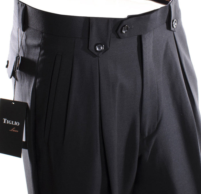 Tiglio Luxe Black Wide Leg, Pure Wool Dress Pants 2576 TIG1001
