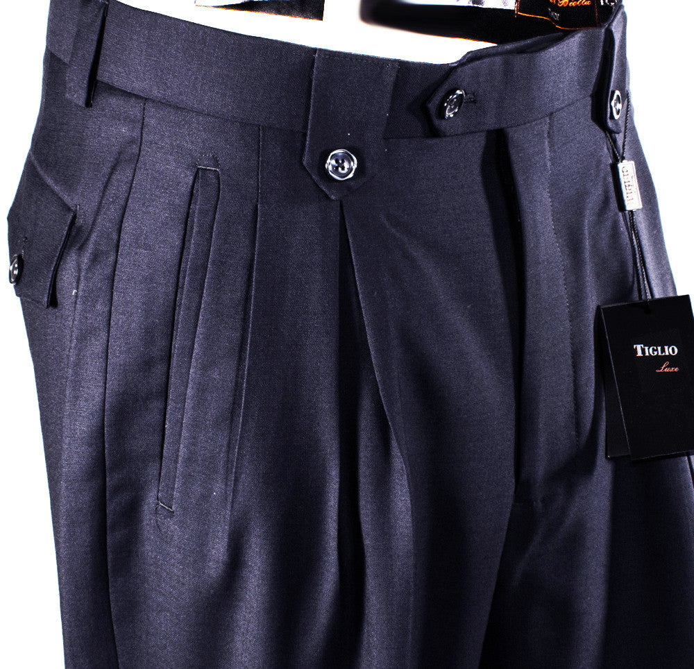 Tiglio Luxe Navy Wide Leg, Pure Wool Dress Pants 2576 TIG1002 - 34