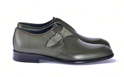 Corrente 6471 Leather Slip-On Monkstrap Shoe - Green - Image 2