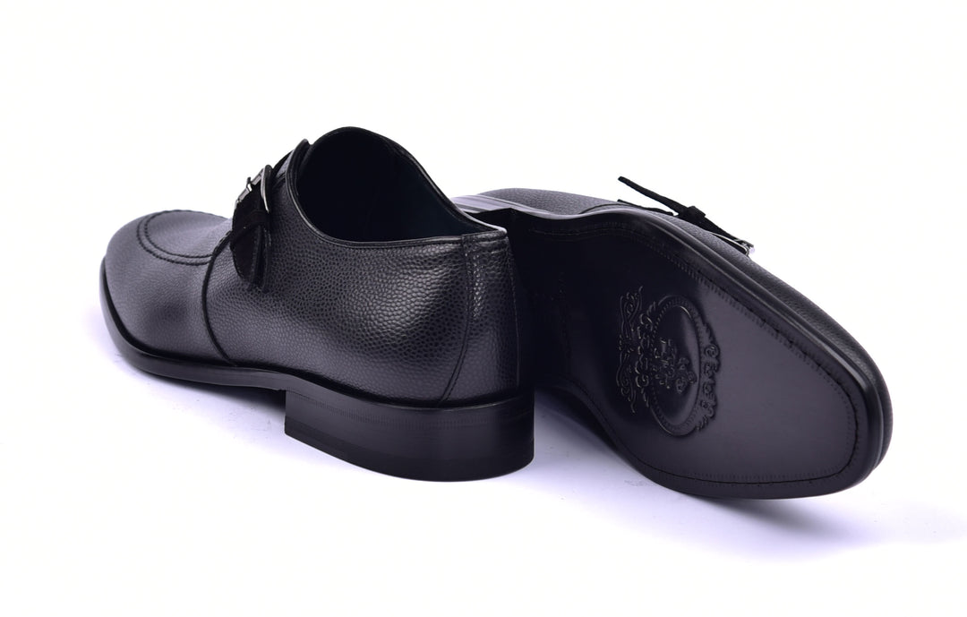 Corrente 6471 Leather Slip-On Monkstrap Shoe - Black - Image 4
