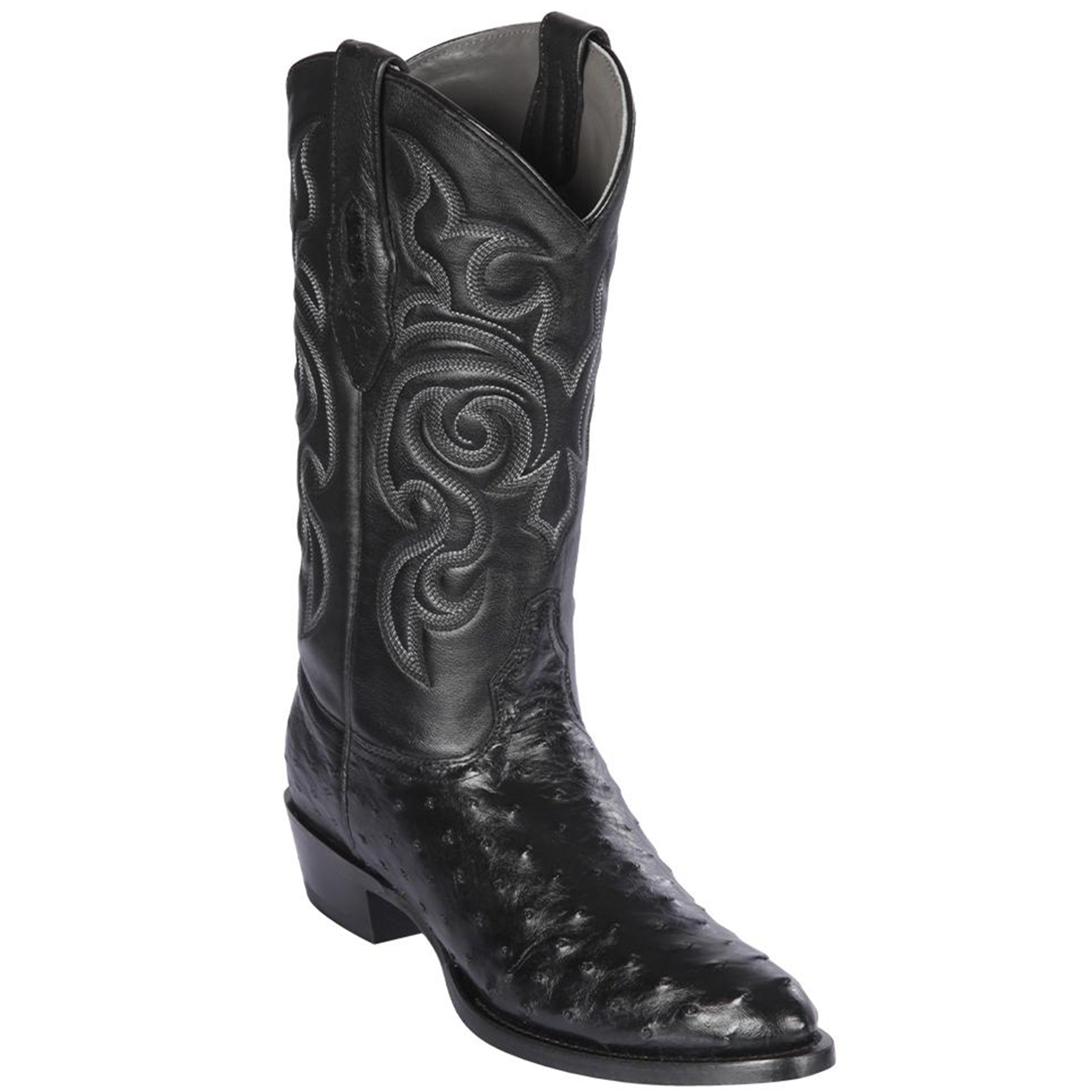 Black Ostrich Boots R-Toe - D