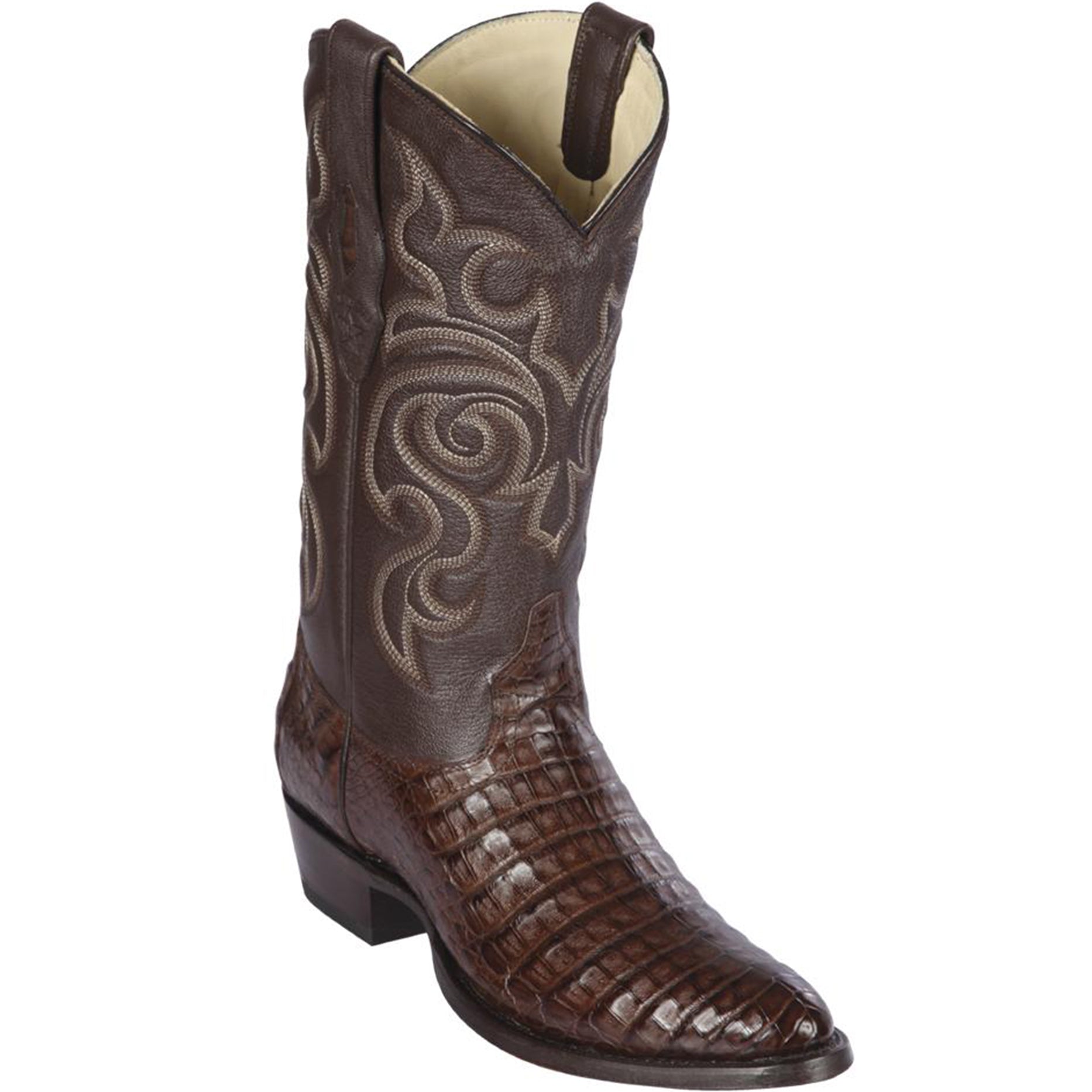 Mens Brown Caiman Boots R-Toe - D