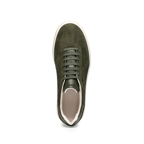 Zelli Gotti Suede and Leather Sneaker in Olive | Refined Sport Style
