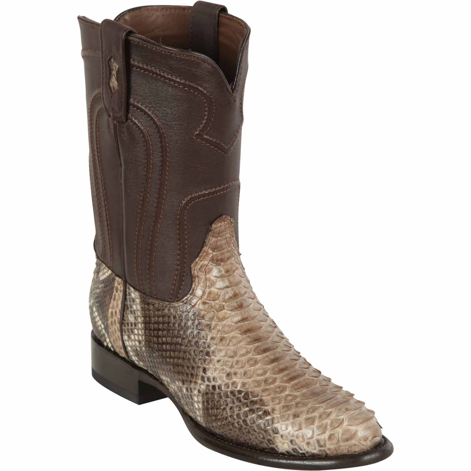 Men's Los Altos Original Python Boots Roper Toe - Cognac