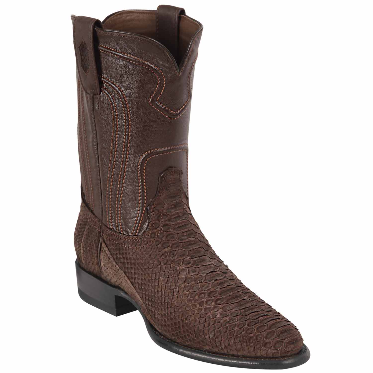 Men's Los Altos Original Python Boots Roper Toe - Cognac