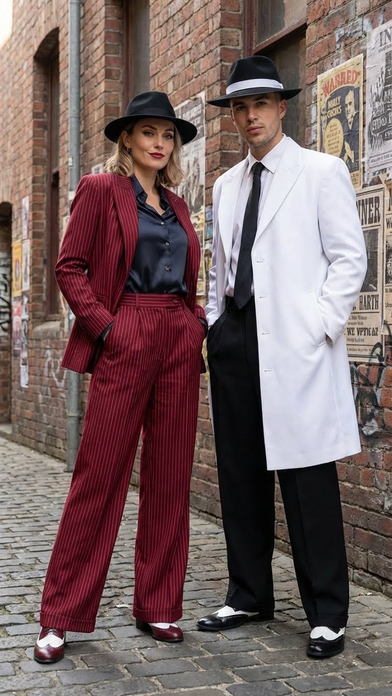 Men’s White Zoot Suit Gangster Style Outfit –  White Jacket + Vest + Pants + Shirt & Tie  Combo Package - 34 Short or Extra Small