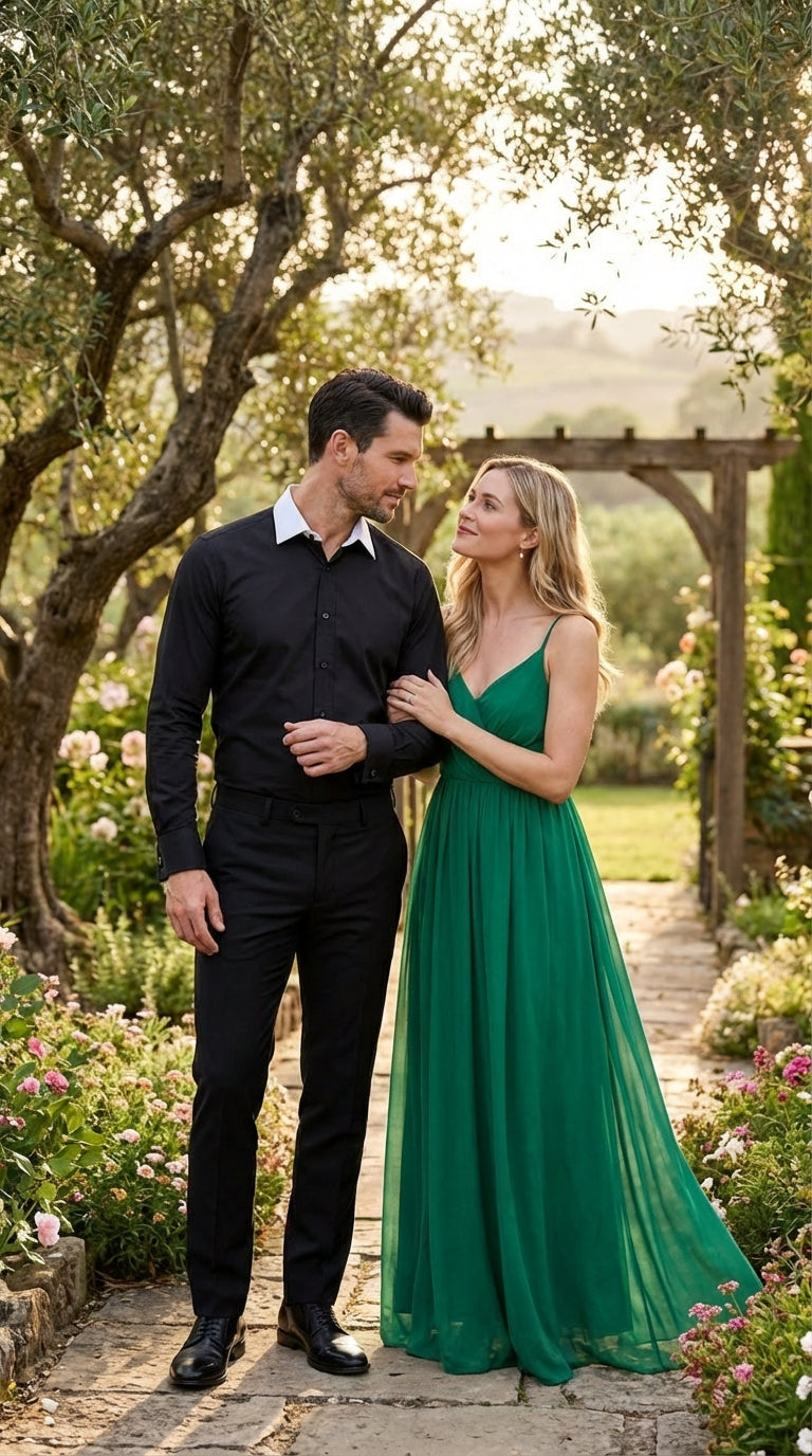 Men’s Black Dress Shirt with White Contrast Collar | French Cuff Cotton Poplin Formal Button-Up Shirt - 15.5" Neck / 35" Sleeve