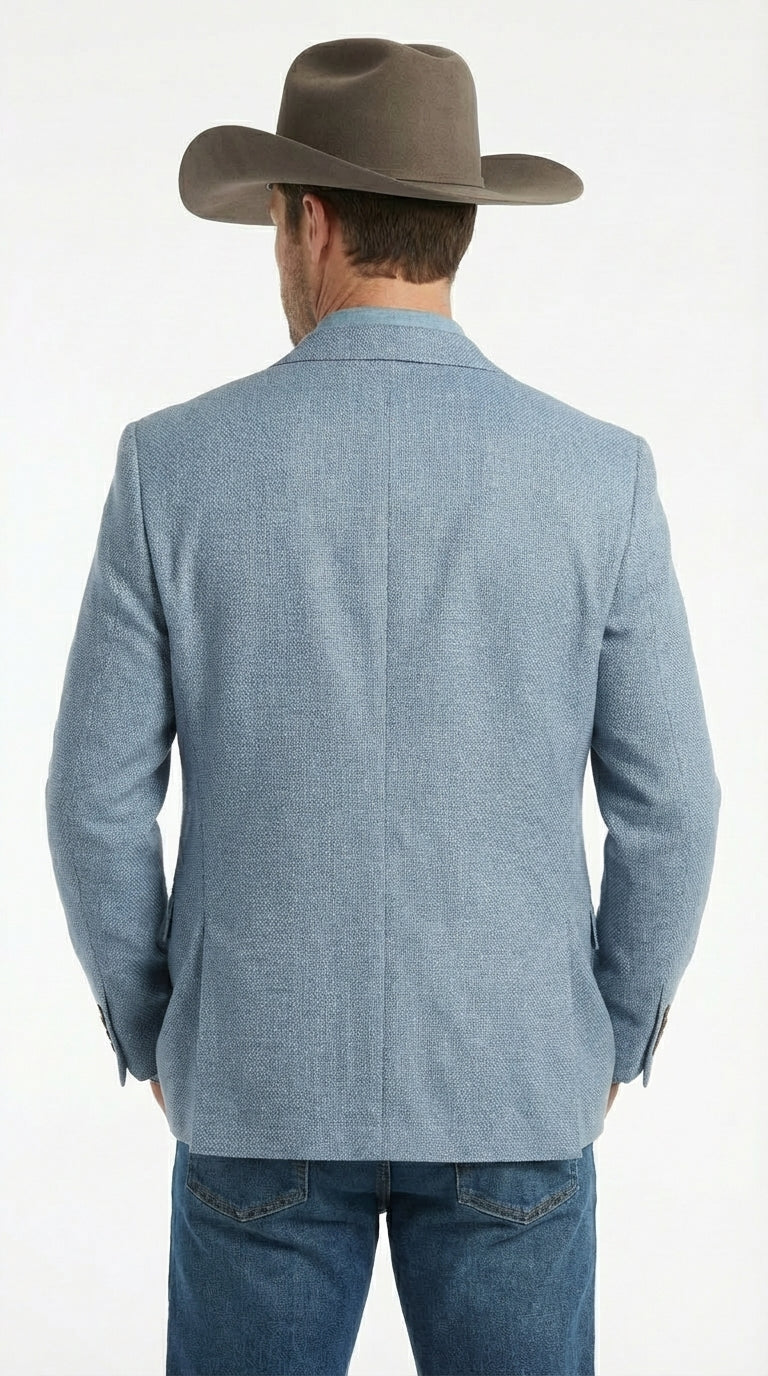 Mens Rugby Teal Baby Sky Western Blazer – Cowboy Style Casual Sport Coat for Men Classic Western Jacket in Light Blue Color - 36 Short