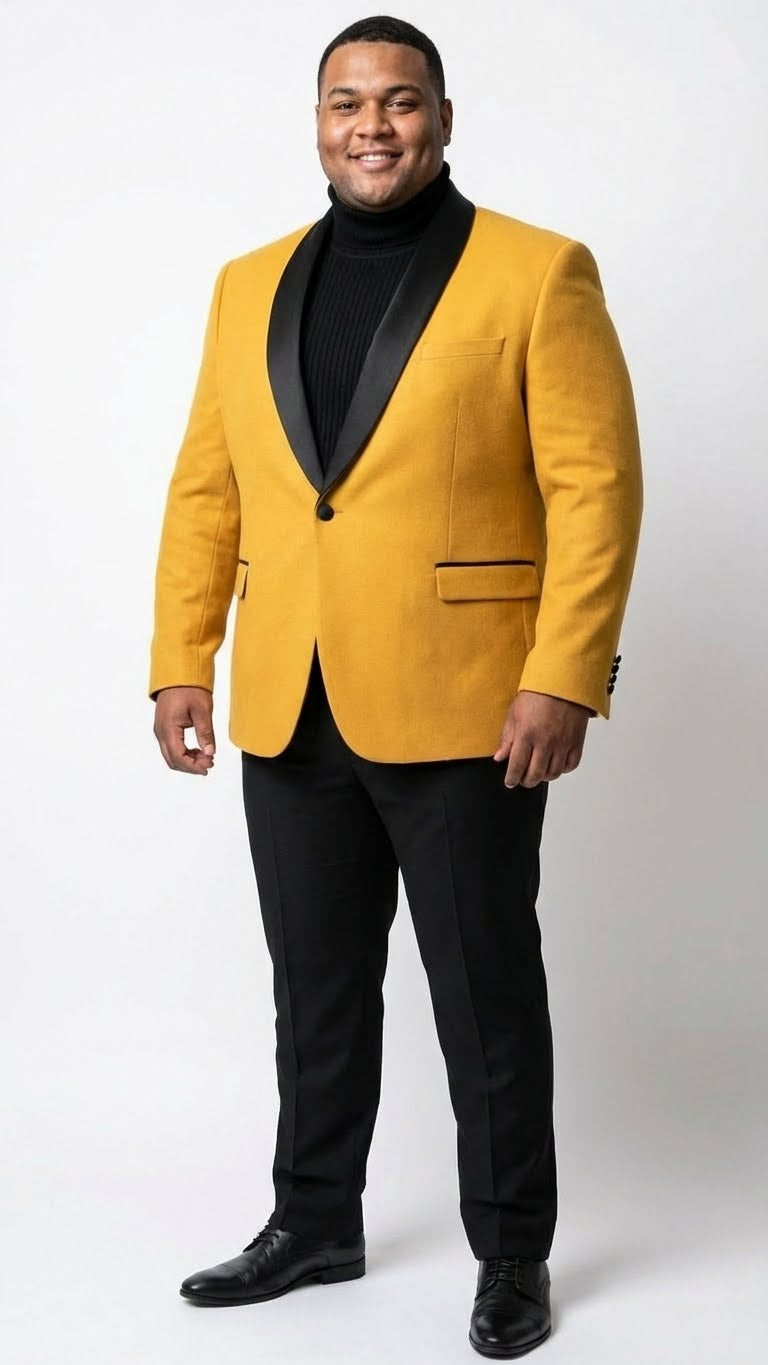 Men's Gold Shawl Lapel Blazer Tuxedo Dinner Jacket – Luxury Formal Blazer Jacket for Wedding, Party and Evening Events - 34 Short or Extra Small
