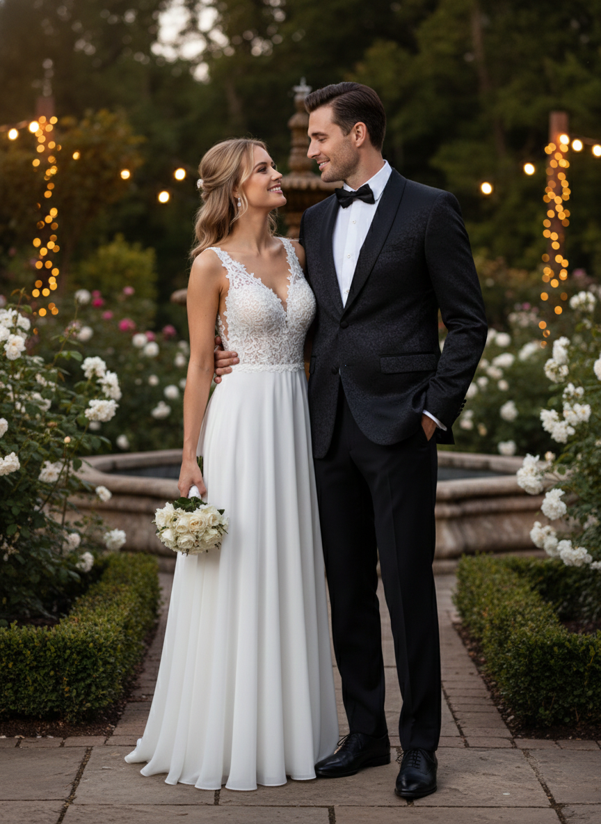 Men’s Black Textured Paisley floral Tuxedo Suit – Premium Slim Fit Formal Wedding, Prom, with Bowtie - 34 Short or Extra Small