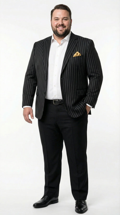 Mens Black Pinstripe Blazer Classic Tailored Formal Jacket for Business, Office and Evening Wear