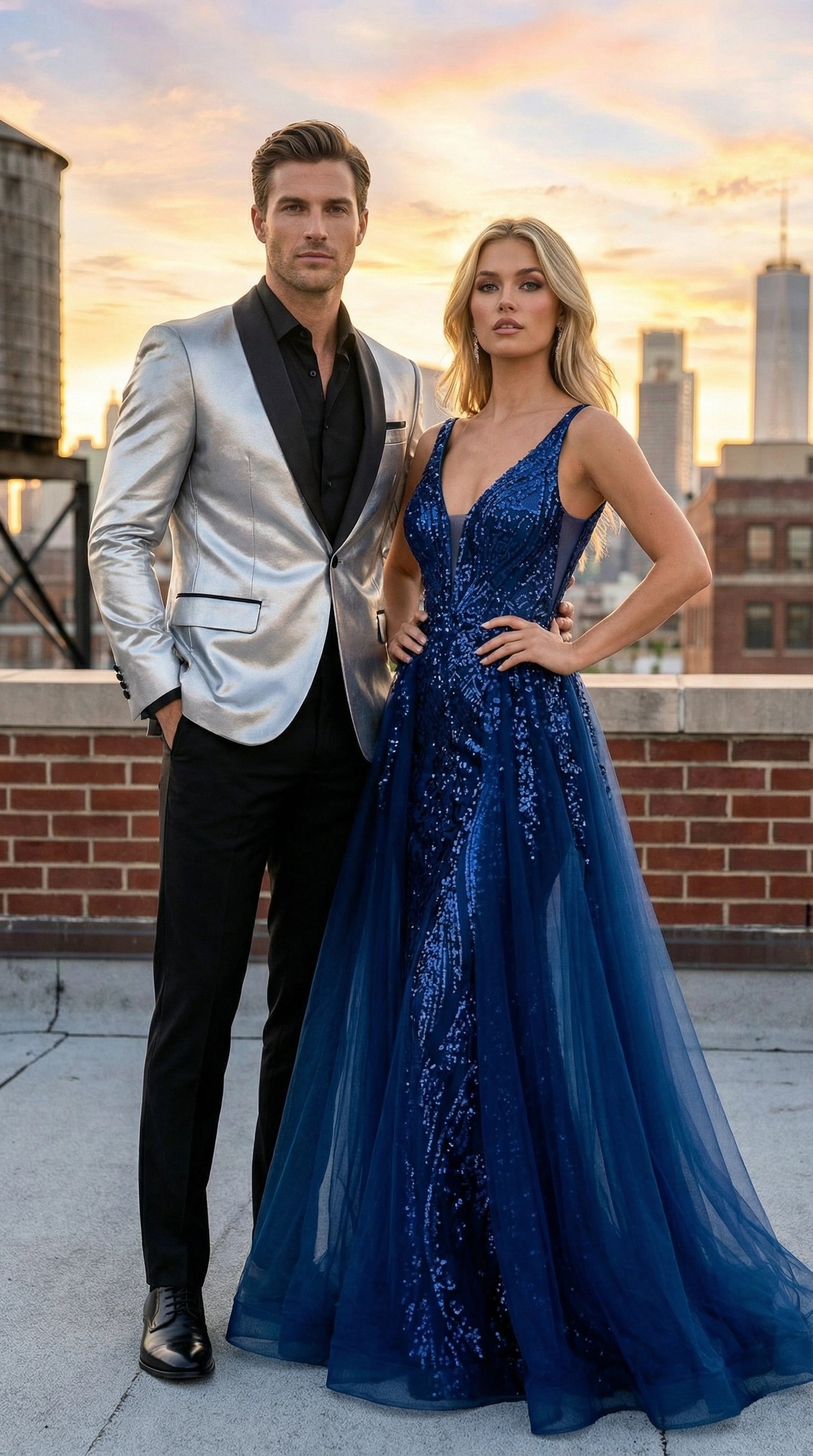 Mens Shiny Silver Blazer with Black Lapel Luxury Metallic Formal Jacket for Party, Evening and Special Events - 36 Short