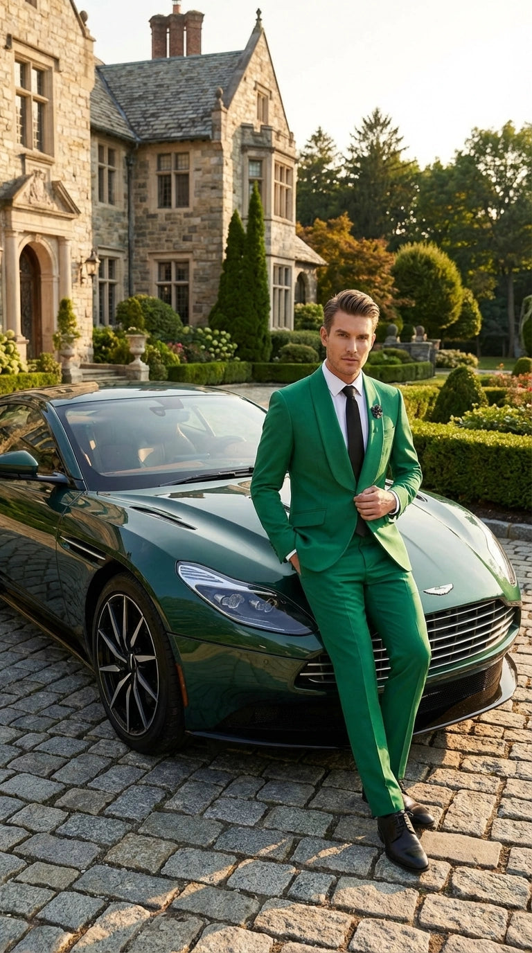 Men’s Augusta Green Emerald Light Green Suit – Slim Fit 2 Piece Formal Suit for Wedding, Prom and Evening Events - 34 Short or Extra Small