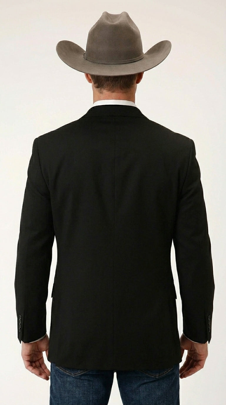 Men’s Black Linen Western Cowboy Blazer – Lightweight Formal Blazer Jacket for Wedding - Country Summer Jacket - 36 Short
