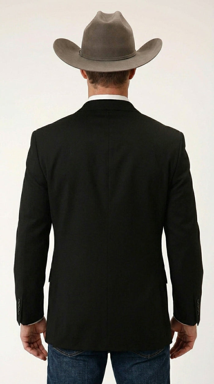Men’s Black Linen Western Cowboy Blazer – Lightweight Formal Blazer Jacket for Wedding - Country Summer Jacket