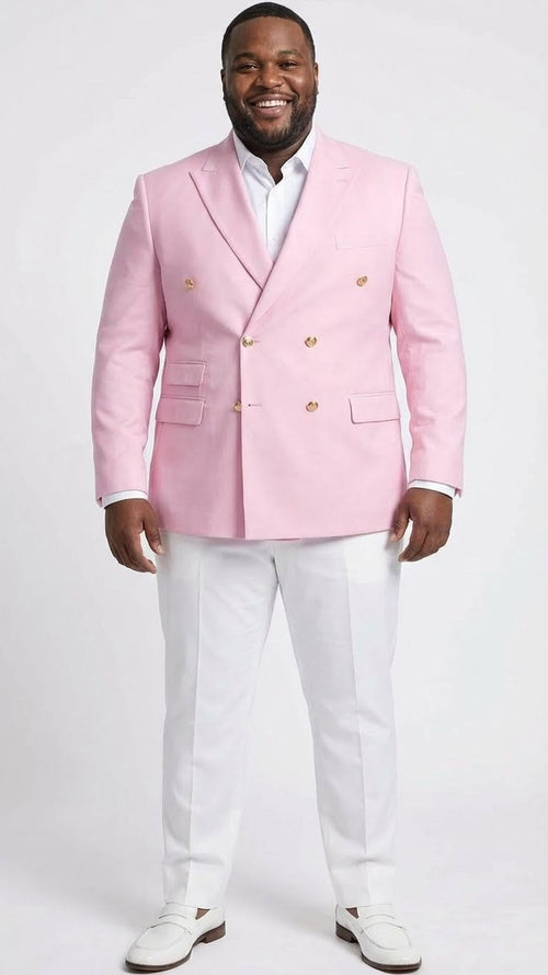 Mens Light Pink Double Breasted Blazer Sport Jacket Coat