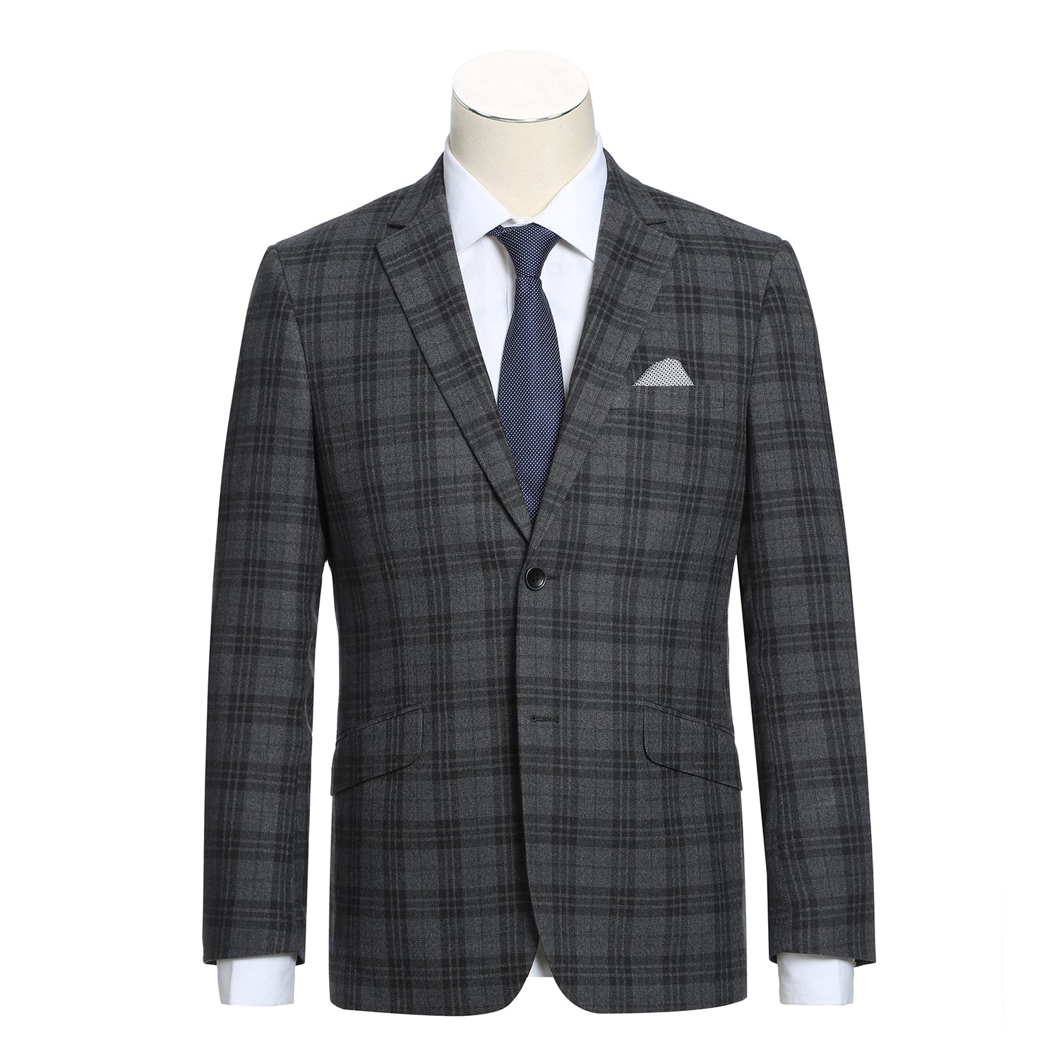 294-15 Men's Slim Fit Checked Suits - 38Lx32W