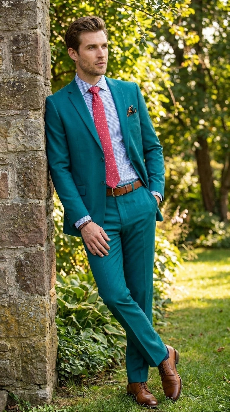 Men’s Teal Green Dark Turquoise Suit – Elegant Formal Suit for Business, Wedding, Party and Modern Style Wear - 34 Short or Extra Small